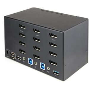 StarTech.com Switch Conmutador KVM de 2 Puertos DisplayPort 1.2 para 4 Monitores - DP HDR UHD 4K de 60Hz - Hub Ladrón de 2 Puertos USB 3.0 (5Gbps) - 4 Puertos USB 2.0 HID - Audio - Hotkeys StarTech.com Switch Conmutador KVM de 2 Puertos DisplayPort 1.2 para 4 Monitores – DP HDR UHD 4K de 60Hz – Hub Ladrón de 2 Puertos USB 3.0 (5Gbps) – 4 Puertos USB 2.0 HID – Audio – Hotkeys