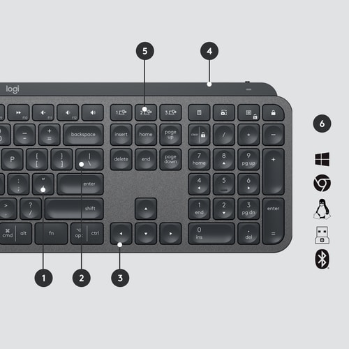 Logitech Mx Keys For Business teclado Bluetooth Suizo Grafito Logitech Mx Keys For Business teclado Bluetooth Suizo Grafito - Imagen 6
