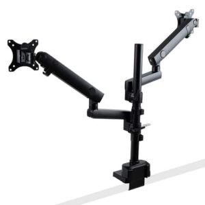 StarTech.com Brazo de Soporte para Dos Monitores - Base Soporte de Movimiento Articulado y Altura Ajustable para 2 Monitores VESA de hasta 32 Pulgadas 8kg - Grommet o Mordaza SOPORTE VESA AJUSTABLE PARA 2 DESK