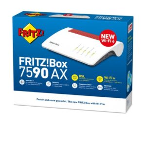 FRITZ!Box 7590 AX router inalámbrico Gigabit Ethernet Doble banda (2,4 GHz / 5 GHz) Blanco FRITZ!Box 7590 AX router inalámbrico Gigabit Ethernet Doble banda (2,4 GHz / 5 GHz) Blanco