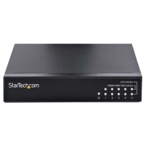 StarTech.com Switch Conmutador de Red Ethernet no Gestionado de 2,5G – Gigabit de 5 Puertos no Gestionado 2.5GBASE-T – de Escritorio o Pared – Retrocompatible con 10/100/1000Mbps – Jumbo 9K