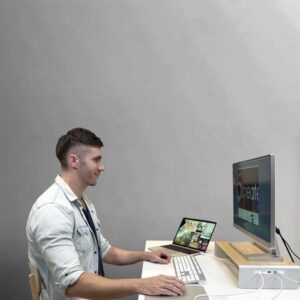 j5create JCT425-N Soporte de monitor de madera con estación de acoplamiento