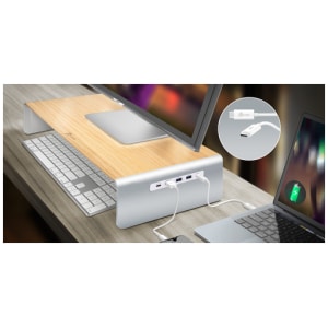 j5create JCT425-N Soporte de monitor de madera con estación de acoplamiento