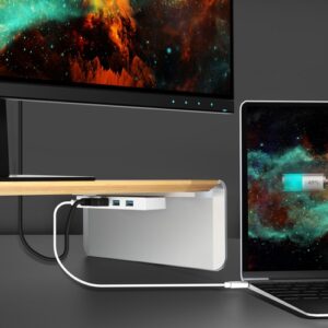 j5create JCT425-N Soporte de monitor de madera con estación de acoplamiento