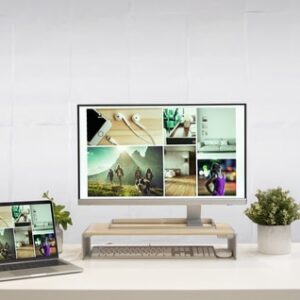 j5create JCT425-N Soporte de monitor de madera con estación de acoplamiento