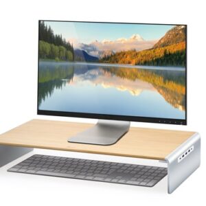 j5create JCT425-N Soporte de monitor de madera con estación de acoplamiento