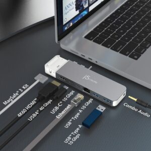 j5create JCD395-N Concentrador 4K60 Elite Pro USB4® con equipo MagSafe®