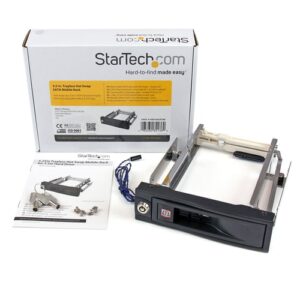 StarTech.com Rack Móvil Aluminio para Disco Duro HDD SATA de 3,5″ Pulgadas sin Bandeja Bahía de 5,25″