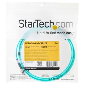 StarTech.com Cable de Fibra Óptica LC a LC de 2m Dúplex Multimodo 50/125 LSZH de 10Gb – Aqua