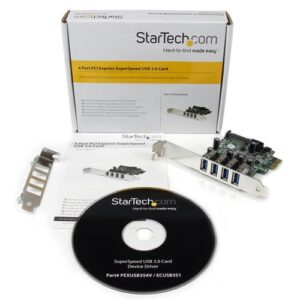 StarTech.com Tarjeta Adaptador PCI Express PCI-E USB 3.0 con UASP de 4 Puertos - Alimentación SATA StarTech.com Tarjeta Adaptador PCI Express PCI-E USB 3.0 con UASP de 4 Puertos – Alimentación SATA
