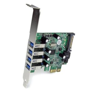 StarTech.com Tarjeta Adaptador PCI Express PCI-E USB 3.0 con UASP de 4 Puertos - Alimentación SATA StarTech.com Tarjeta Adaptador PCI Express PCI-E USB 3.0 con UASP de 4 Puertos – Alimentación SATA