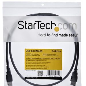 StarTech.com Cable 1m Extensión Alargador USB 3.0 SuperSpeed – Macho a Hembra USB A – Extensor – Negro