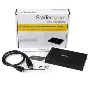 StarTech.com Caja Carcasa de Aluminio USB 3.0 de Disco Duro HDD SATA 3 III 6Gbps de 2,5 Pulgadas Externo con UASP