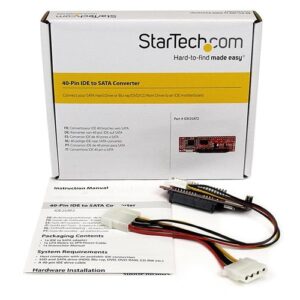StarTech.com Conversor Adaptador IDE PATA de 40 pines a SATA - Convertidor para Disco Duro SSD o Unidad Óptica StarTech.com Conversor Adaptador IDE PATA de 40 pines a SATA – Convertidor para Disco Duro SSD o Unidad Óptica