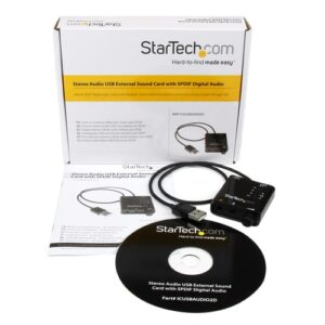 StarTech.com Tarjeta de Sonido Estéreo USB Externa Adaptador Conversor con Salida SPDIF – Negro