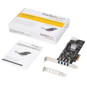 StarTech.com Adaptador Tarjeta PCI Express PCI-E 4 Puertos USB 3.0 UASP 2 Canales de 5Gbps con Alimentación Molex SATA StarTech.com Adaptador Tarjeta PCI Express PCI-E 4 Puertos USB 3.0 UASP 2 Canales de 5Gbps con Alimentación Molex SATA