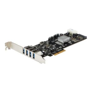 StarTech.com Adaptador Tarjeta PCI Express PCI-E 4 Puertos USB 3.0 UASP 2 Canales de 5Gbps con Alimentación Molex SATA StarTech.com Adaptador Tarjeta PCI Express PCI-E 4 Puertos USB 3.0 UASP 2 Canales de 5Gbps con Alimentación Molex SATA
