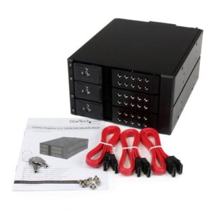 StarTech.com Rack Móvil Backplane con 3 Bahías Hot Swap de 3,5″ sin Bandeja SAS SATA – de Intercambio en Caliente