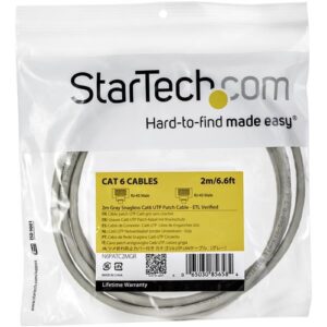 StarTech.com Cable de 2m Gris de Red Gigabit Cat6 Ethernet RJ45 sin Enganche – Snagless