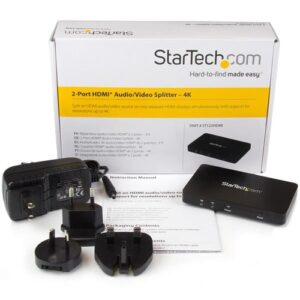 StarTech.com Divisor HDMI de 2 Puertos de Vídeo 4K – Splitter Multiplicador 1×2 HDMI de Aluminio Sólido – 4K 30 Hz