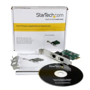 StarTech.com Adaptador Tarjeta de Red NIC PCI Express PCI-E de 2 Puertos Ethernet Gigabit RJ45 StarTech.com Adaptador Tarjeta de Red NIC PCI Express PCI-E de 2 Puertos Ethernet Gigabit RJ45