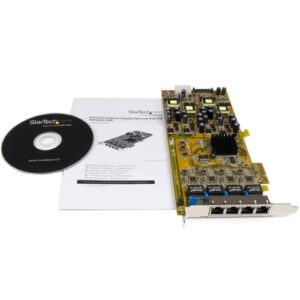 StarTech.com Tarjeta PCI Express de Red Ethernet Gigabit con 4 Puertos RJ45 PoE Power over Ethernet