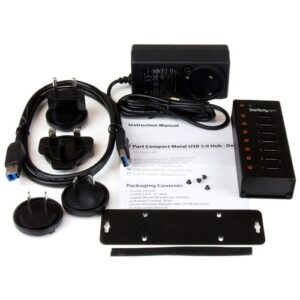 StarTech.com Concentrador USB 3.0 de 7 Puertos con Caja de Metal - Hub de Sobremesa o Montaje en Pared StarTech.com Concentrador USB 3.0 de 7 Puertos con Caja de Metal – Hub de Sobremesa o Montaje en Pared