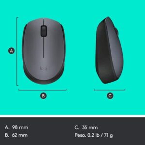 Logitech M170 Grey-K ratón Ambidextro RF inalámbrico Óptico 1000 DPI