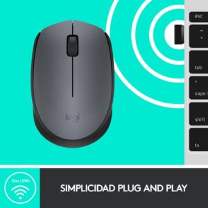 Logitech M170 Grey-K ratón Ambidextro RF inalámbrico Óptico 1000 DPI
