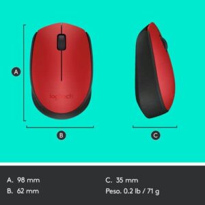 Logitech M171 Red-K ratón Ambidextro RF inalámbrico Óptico 1000 DPI