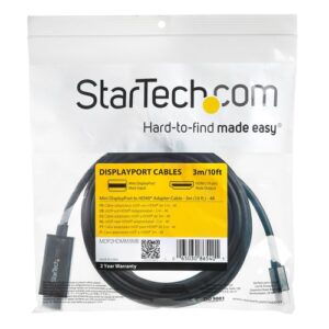 StarTech.com Cable Adaptador Mini DisplayPort a HDMI de 3m - 4K 30Hz StarTech.com Cable Adaptador Mini DisplayPort a HDMI de 3m – 4K 30Hz