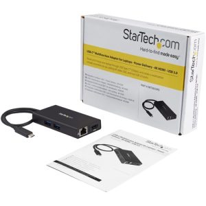 StarTech.com Adaptador Multipuertos USB-C - Docking Station Portátil USB-C 4K HDMI - con Entrega de Potencia de 60W - GbE - Hub 2x USB-A 3.0- Mini Dock Portátil USB Tipo C para Portátiles StarTech.com Adaptador Multipuertos USB-C - Docking Station Portátil USB-C 4K HDMI - con Entrega de Potencia de 60W - GbE - Hub 2x USB-A 3.0- Mini Dock Portátil USB Tipo C para Portátiles