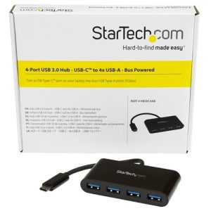 StarTech.com HB30C4AB hub de interfaz USB 3.2 Gen 1 (3.1 Gen 1) Type-C 5000 Mbit/s Negro StarTech.com HB30C4AB hub de interfaz USB 3.2 Gen 1 (3.1 Gen 1) Type-C 5000 Mbit/s Negro