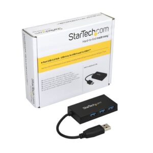 StarTech.com Hub USB 3.0 de 4 Puertos - Hub USB Tipo-A con 1 Puerto USB-C y 3 Puertos USB-A (5Gbps) - Alimentación por Bus USB - Hub Adaptador USB 3.1 Gen 1 - Ladrón USB Portátil StarTech.com Hub USB 3.0 de 4 Puertos - Hub USB Tipo-A con 1 Puerto USB-C y 3 Puertos USB-A (5Gbps) - Alimentación por Bus USB - Hub Adaptador USB 3.1 Gen 1 - Ladrón USB Portátil