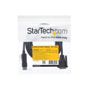 StarTech.com Cable de 1,8m DisplayPort a DVI – Cable Adaptador DisplayPort a DVI DVI-D Monoenlace de Vídeo 1080p – Cable de DP a DVI para monitor – Convertidor de DP 1.2 a DVI