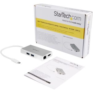 StarTech.com Adaptador Multipuertos USB-C - Docking Station Portátil USB-C 4K HDMI - Entrega de Potencia 60W - GbE - Hub 2x USB-A 3.0- Mini Dock Portátil USB C para Portátiles - Blanco StarTech.com Adaptador Multipuertos USB-C - Docking Station Portátil USB-C 4K HDMI - Entrega de Potencia 60W - GbE - Hub 2x USB-A 3.0- Mini Dock Portátil USB C para Portátiles - Blanco