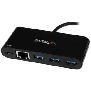StarTech.com Adaptador Multipuertos USB-C de Red Ethernet con Hub de 3 Puertos USB 3.0 y Entrega de Potencia