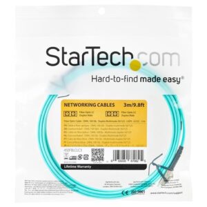 StarTech.com Cable de 3m de Fibra Óptica Dúplex Multimodo OM4 de 100Gb 50/125 LSZH LC a LC – Aguamarina