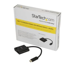 StarTech.com Adaptador USB C a DisplayPort con Entrega de Alimentación – 4K 60Hz HBR2 – Conversor USB Tipo C a Monitor DP 1.2 con Carga – PD de Paso de 60W – Compatible con Thunderbolt 3