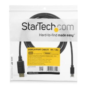 StarTech.com Cable de 1,8m Mini DisplayPort a DisplayPort 1.2 - Cable Adaptador Mini DisplayPort a DisplayPort 4K x 2K UHD - Cable para Monitor Mini DP a DP - Blanco