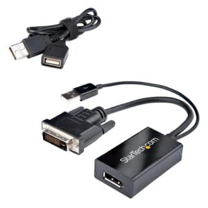 StarTech.com Adaptador DVI a DisplayPort Alimentado por USB – Conversor DVI a DisplayPort – Convertidor DVI-D a DP – 1920×1200