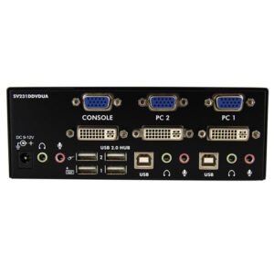 StarTech.com Conmutador Switch KVM de 2 Puertos Doble Monitor DVI VGA Audio 4 Puertos USB 1920×1200