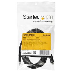 StarTech.com Cable de 2m USB-C a USB-C con capacidad para Entrega de Alimentación de 5A – USB TipoC – Cable de Carga USBC – USB 2.0