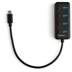 StarTech.com Hub Ladrón USB C de 4 Puertos - Concentrador USB TipoC a 4 Puertos USB A con Interruptores Individuales de Encendido/Apagado - USB 3.1/3.2 Gen 1 SuperSpeed de 5Gbps - Alimentado por el Bus USB - Portátil - con Cable Incorporado de 25cm StarTech.com Hub Ladrón USB C de 4 Puertos - Concentrador USB TipoC a 4 Puertos USB A con Interruptores Individuales de Encendido/Apagado - USB 3.1/3.2 Gen 1 SuperSpeed de 5Gbps - Alimentado por el Bus USB - Portátil - con Cable Incorporado de 25cm