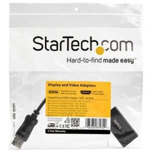 StarTech.com Adaptador DisplayPort a HDMI con HDR – 4K 60Hz – Negro