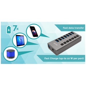 i-tec USB 3.0 Charging HUB 7port + Power Adapter 36 W