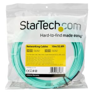 StarTech.com Cable de 10m de Fibra Óptica Multimodo Dúplex 50/125 LC a LC – Aqua – OM4 – LSZH