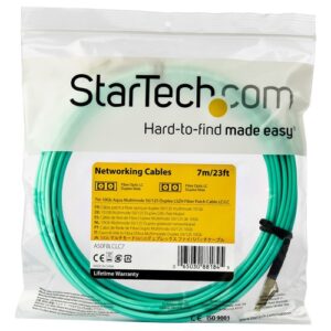 StarTech.com Cable de 7m de Fibra Óptica Multimodo Dúplex 50/125 LC a LC de 10Gb – Aqua – OM3 – LSZH – LOMMF