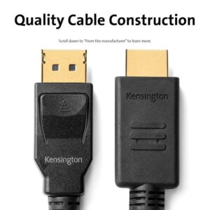 Kensington Cable unidireccional pasivo DisplayPort 1.2 (M) a HDMI (M), 1,8 m Kensington Cable unidireccional pasivo DisplayPort 1.2 (M) a HDMI (M), 1,8 m