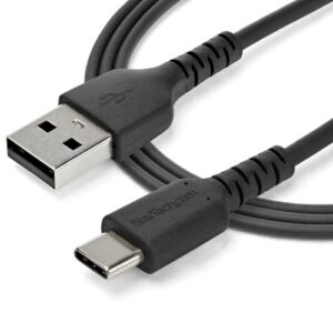 StarTech.com Cable de 1m de Carga USB A a USB C - de Carga Rápida y Sincronización Rápida USB 2.0 a USB Tipo C - Revestimiento TPE de Fibra de Aramida M/M 3A Negro - S10, iPad Pro, Pixel StarTech.com Cable de 1m de Carga USB A a USB C – de Carga Rápida y Sincronización Rápida USB 2.0 a USB Tipo C – Revestimiento TPE de Fibra de Aramida M/M 3A Negro – S10, iPad Pro, Pixel